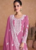 Charming Pink Chinon Embroidered Designer Salwar Kameez - 1