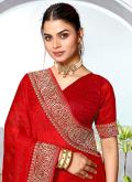 Charming Red Art Silk Embroidered Contemporary Saree - 1
