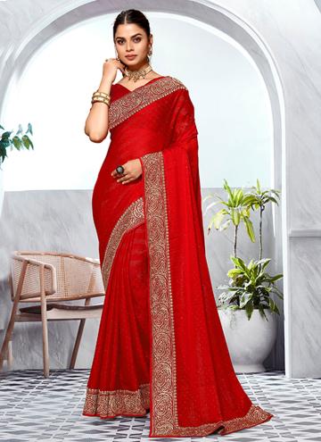 Charming Red Art Silk Embroidered Contemporary Sar