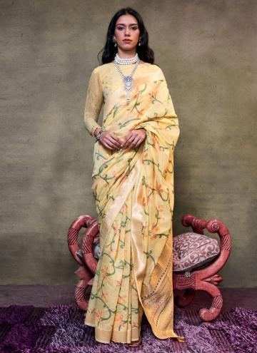 Charming Woven Cotton  Yellow Trendy Saree