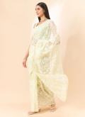 Charming Yellow Organza Embroidered Classic Designer Saree for Ceremonial - 3