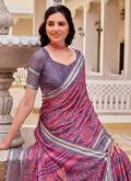 Chiffon Classic Designer Saree in Pink Enhanced with Printed - 1