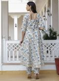 Chinon Trendy Salwar Suit in Off White Enhanced with Floral Print - 2