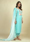 Cotton  Designer Salwar Kameez in Blue Enhanced with Designer - 3