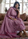 Cotton  Designer Salwar Kameez in Pink Enhanced with Floral Print - 1