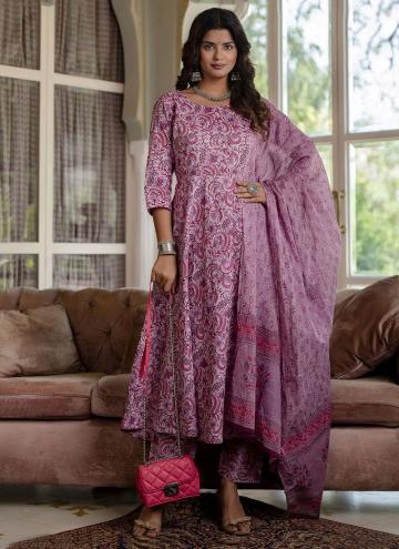 Cotton  Designer Salwar Kameez in Pink Enhanced wi