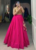 Cotton  Readymade Lehenga Choli in Pink Enhanced with Embroidered - 1