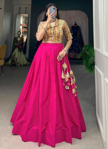 Cotton  Readymade Lehenga Choli in Pink Enhanced with Embroidered