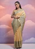 Cream Designer Saree in Handloom Silk with Woven - 3