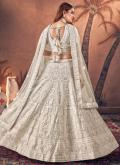Cream Georgette Embroidered A Line Lehenga Choli for Party - 1