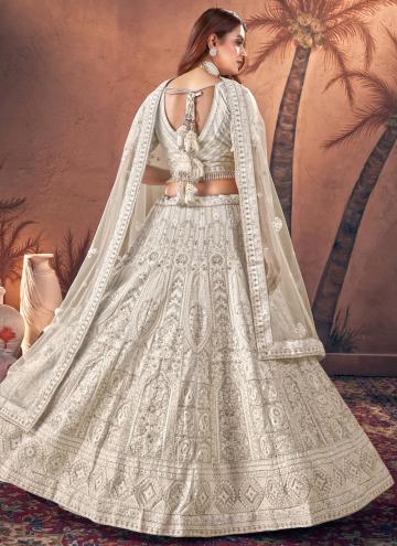 Cream Georgette Embroidered A Line Lehenga Choli for Party
