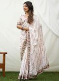 Cream Silk Embroidered Classic Designer Saree for Ceremonial - 1