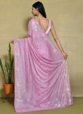 Crepe Silk Classic Designer Saree in Pink Enhanced with Embroidered - 1