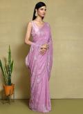 Crepe Silk Classic Designer Saree in Pink Enhanced with Embroidered - 2
