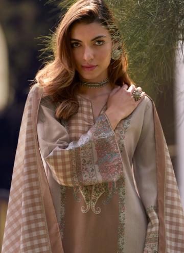 Dazzling Beige Cotton Lawn Digital Print Trendy Salwar Suit for Ceremonial