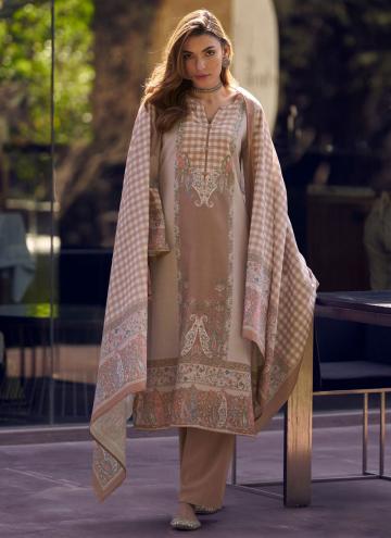 Dazzling Beige Cotton Lawn Digital Print Trendy Salwar Suit for Ceremonial