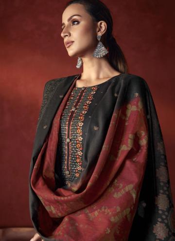 Dazzling Black Viscose Embroidered Trendy Salwar Kameez