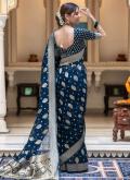Dazzling Blue Banarasi Jacquard Work Trendy Saree for Ceremonial - 1