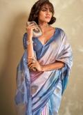 Dazzling Blue Khadi Printed Classic Designer Saree - 1