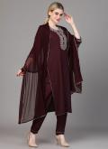 Dazzling Burgundy Rayon Embroidered Trendy Salwar Suit for Ceremonial - 3