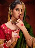 Dazzling Green Vichitra Silk Sequins Work Designer Saree for Ceremonial - 1