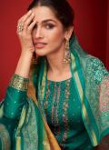 Dazzling Green Viscose Embroidered Trendy Salwar Kameez for Ceremonial - 1