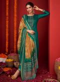 Dazzling Green Viscose Embroidered Trendy Salwar Kameez for Ceremonial - 2