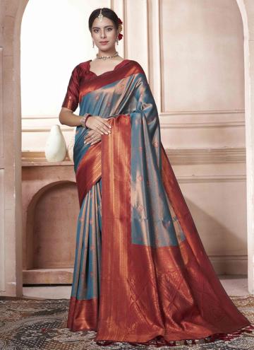 Dazzling Multi Colour Kanjivaram Silk Woven Classic Designer Saree