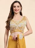 Dazzling Mustard Imported Border Trendy Saree for Ceremonial - 1