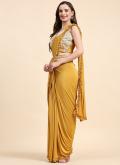 Dazzling Mustard Imported Border Trendy Saree for Ceremonial - 2