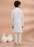 Dazzling Off White Viscose Embroidered Kurta Pyjama - 2