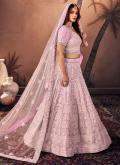Dazzling Pink Georgette Embroidered A Line Lehenga Choli for Party - 2