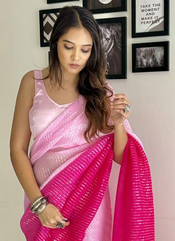 Dazzling Pink Georgette Printed Contemporary Saree for Ceremonial