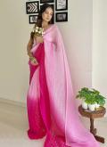 Dazzling Pink Georgette Printed Contemporary Saree for Ceremonial - 2