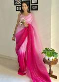 Dazzling Pink Georgette Printed Contemporary Saree for Ceremonial - 3