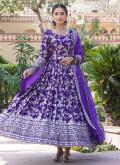 Dazzling Purple Viscose Embroidered Gown for Ceremonial - 2