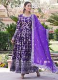 Dazzling Purple Viscose Embroidered Gown for Ceremonial - 3