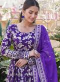 Dazzling Purple Viscose Embroidered Gown for Ceremonial - 4
