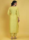 Dazzling Yellow Organza Embroidered Trendy Salwar Kameez for Ceremonial - 1