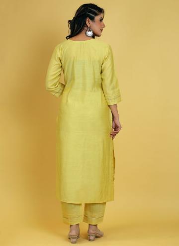 Dazzling Yellow Organza Embroidered Trendy Salwar Kameez for Ceremonial