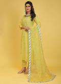 Dazzling Yellow Organza Embroidered Trendy Salwar Kameez for Ceremonial - 2