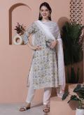 Digital Print Cotton  Off White Designer Salwar Kameez - 4