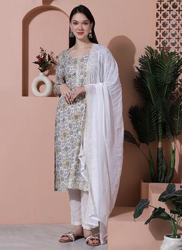 Digital Print Cotton  Off White Designer Salwar Kameez