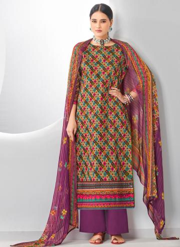 Digital Print Cotton  Purple Salwar Suit