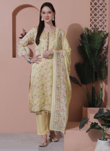 Digital Print Satin Yellow Salwar Suit