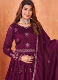 Embroidered Art Silk Purple Trendy Salwar Kameez - 3