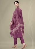 Embroidered Blended Cotton Wine Salwar Suit - 1