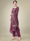 Embroidered Blended Cotton Wine Salwar Suit - 2