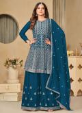 Embroidered Chinon Morpeach Salwar Suit - 1