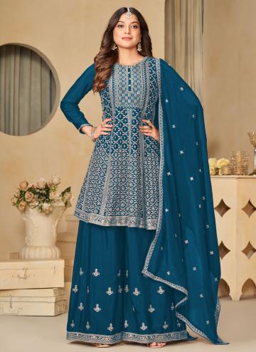 Embroidered Chinon Morpeach Salwar Suit